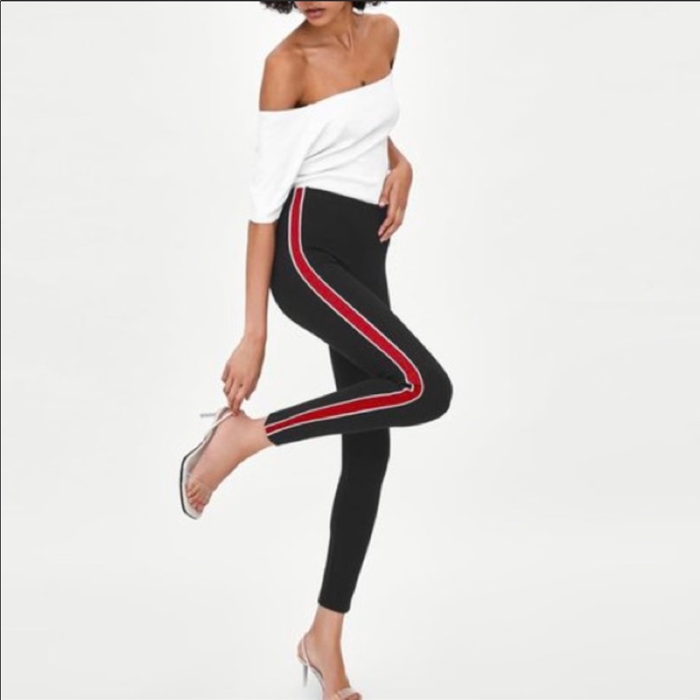 Zara Red Stripe Leggings